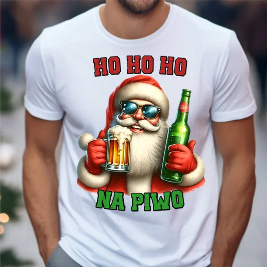 Ho ho ho na piwo | Świąteczna koszulka męska BN64 - StoryCups.pl