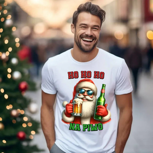 Ho ho ho na piwo | Świąteczna koszulka męska BN64 - StoryCups.pl