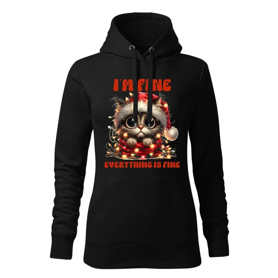 Wszystko jest w porządku | Świąteczna bluza damska z kapturem BN67 - StoryCups.pl