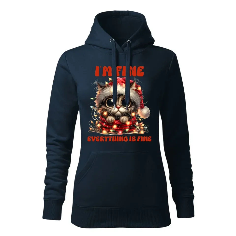 Wszystko jest w porządku | Świąteczna bluza damska z kapturem BN67 - StoryCups.pl