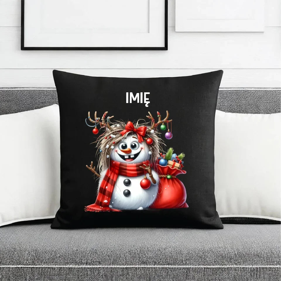 Bałwanek | Personalizowana poduszka dekoracyjna świąteczna BN70 - StoryCups.pl