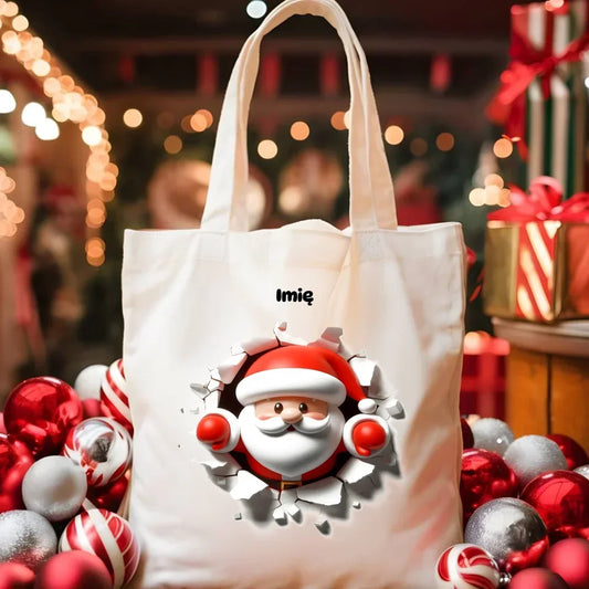 Mikołaj 3D | Personalizowana torba świąteczna BN80 - StoryCups.pl