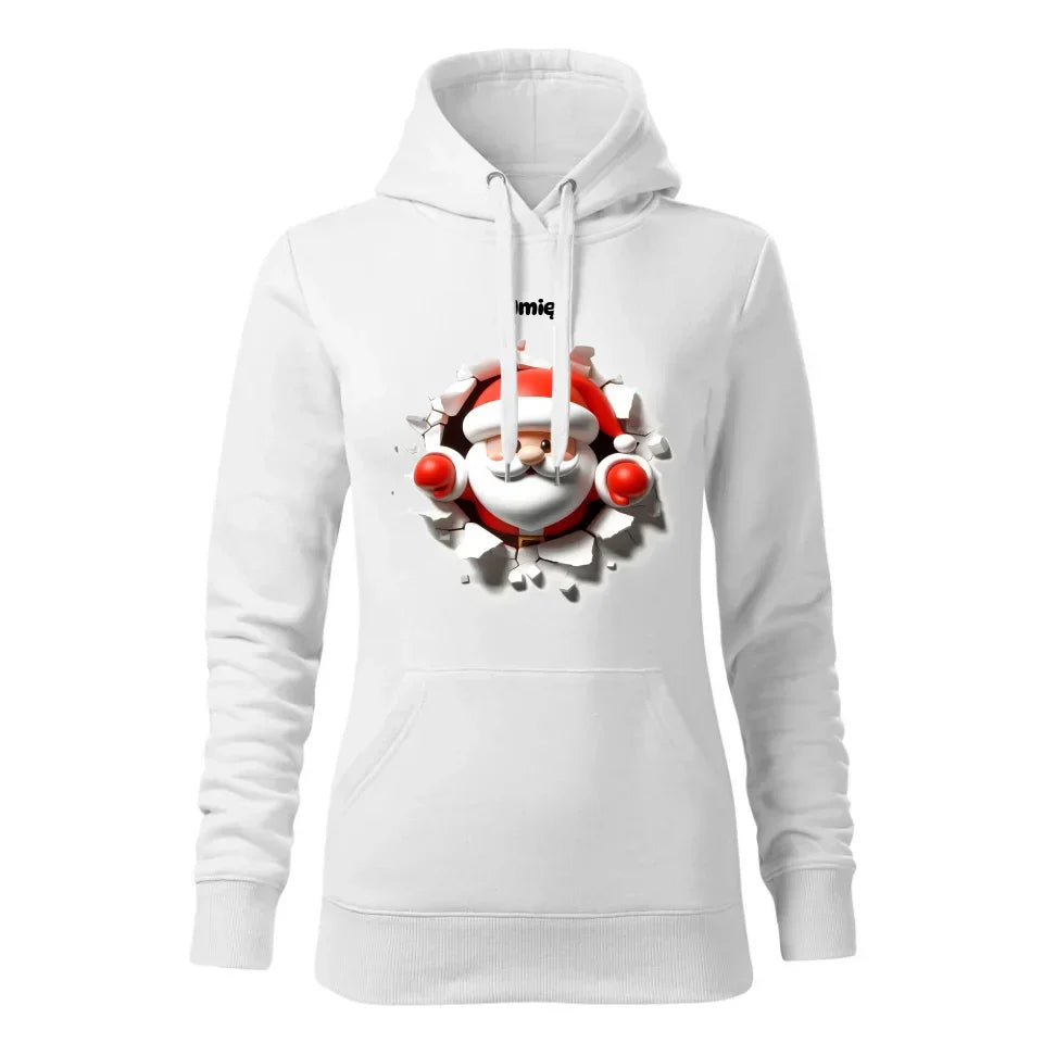 Mikołaj 3D | Personalizowana świąteczna bluza damska z kapturem BN80 - StoryCups.pl