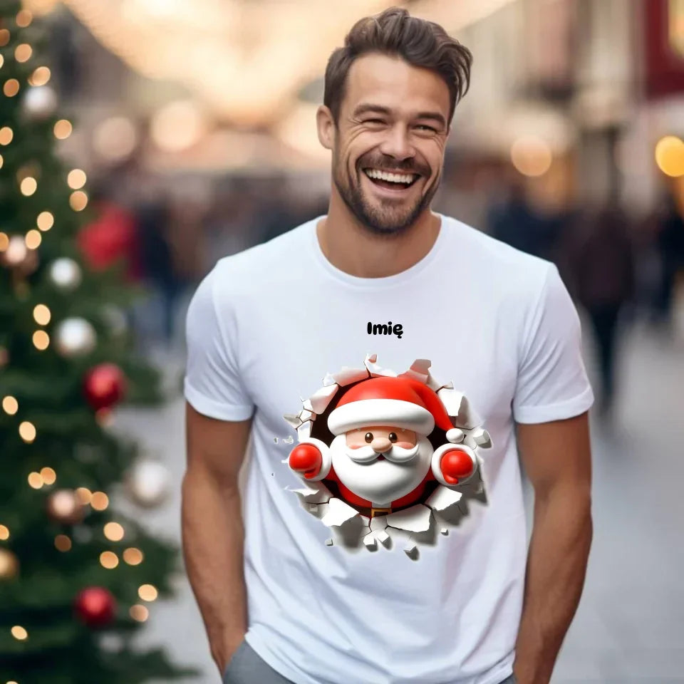 Mikołaj 3D | Personalizowana świąteczna koszulka męska BN80 - StoryCups.pl