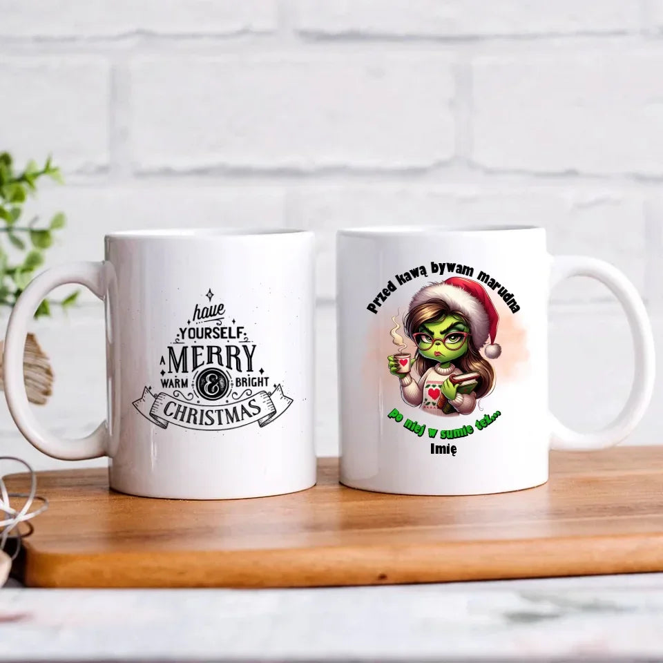 Przed kawą bywam marudna | Świąteczny kubek BN116 - StoryCups.pl