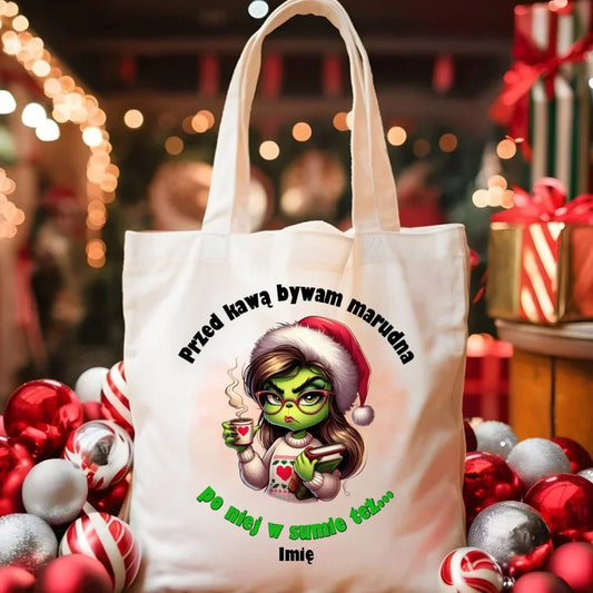 Przed kawą bywam marudna | Świąteczna eco torba BN116 - StoryCups.pl