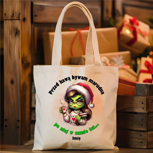 Przed kawą bywam marudna | Świąteczna eco torba BN116 - StoryCups.pl