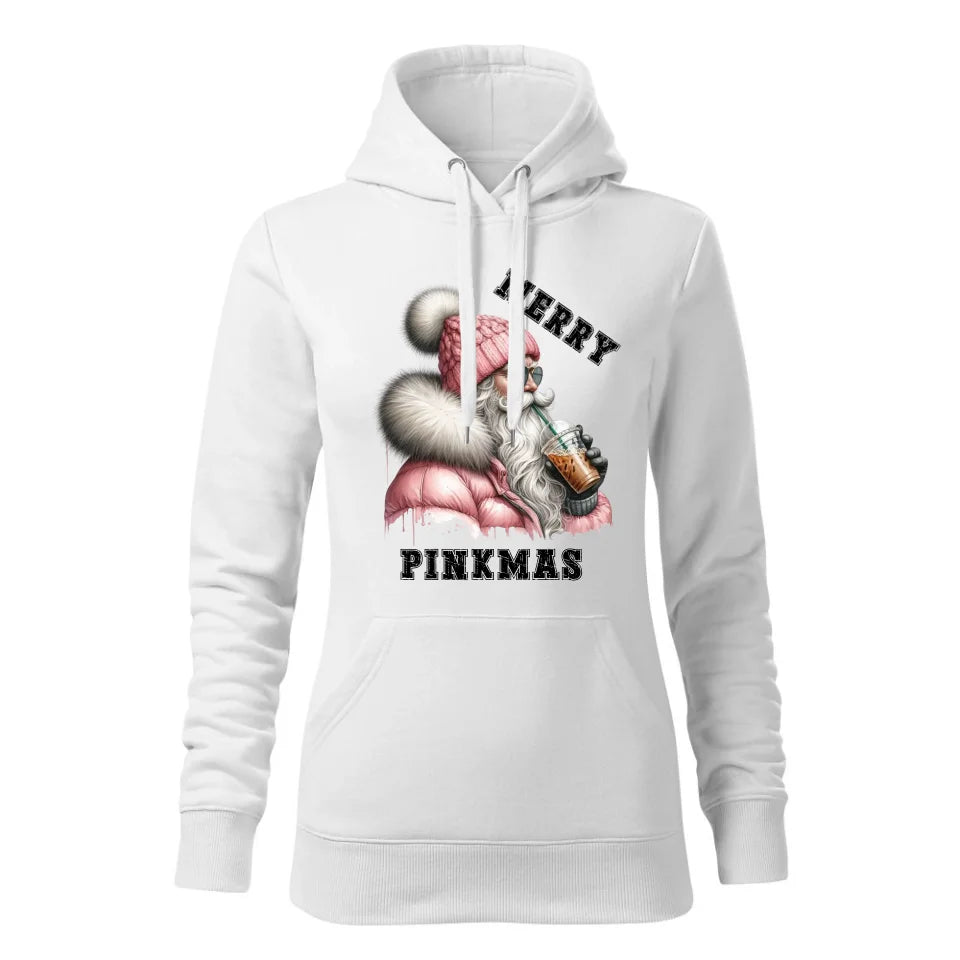 Świąteczna bluza damska z kapturem biała na prezent personalizacja hoodie Święta Boże Narodzenie Mikołajki