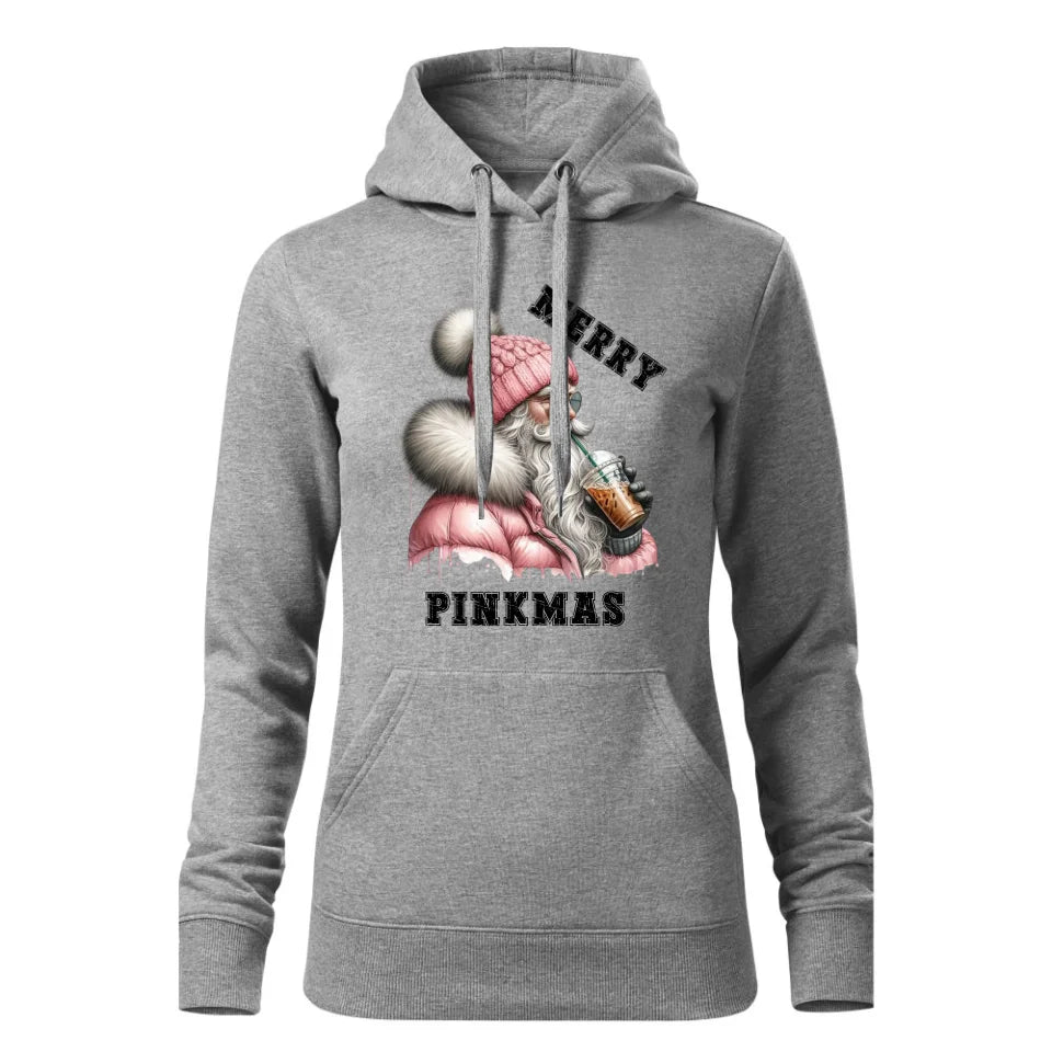 Świąteczna bluza damska z kapturem szara na prezent personalizacja hoodie Święta Boże Narodzenie Mikołajki