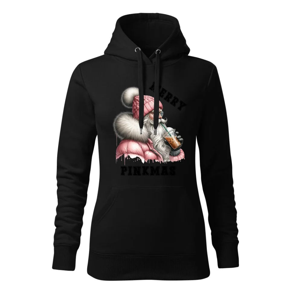 Świąteczna bluza damska z kapturem czarna na prezent personalizacja hoodie Święta Boże Narodzenie Mikołajki