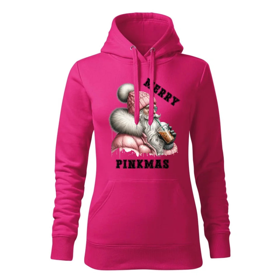 Świąteczna bluza damska z kapturem różowa na prezent personalizacja hoodie Święta Boże Narodzenie Mikołajki