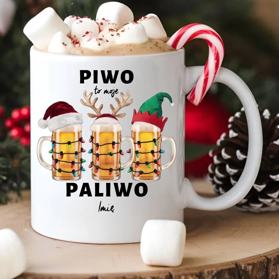 Piwo to moje paliwo | Personalizowany kubek świąteczny BN119 - StoryCups.pl