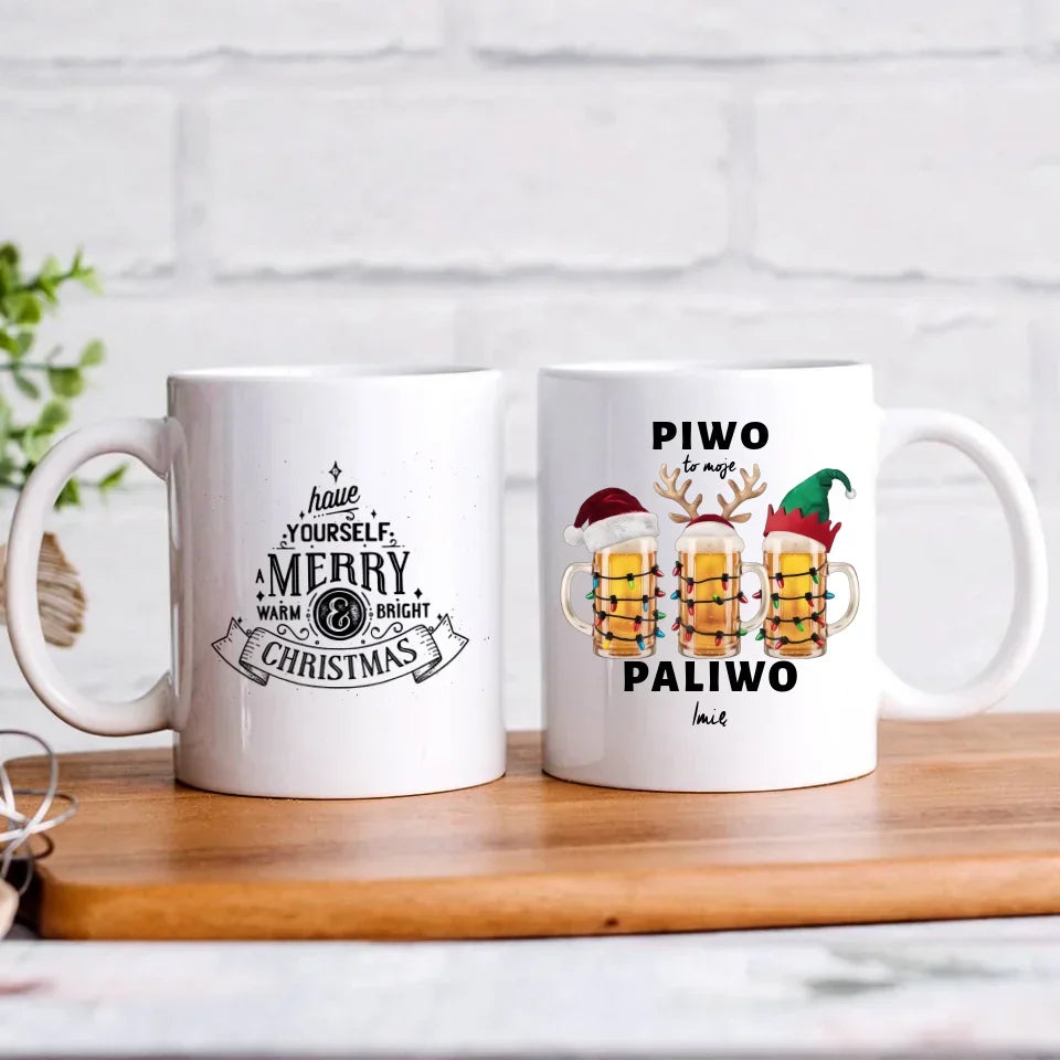 Piwo to moje paliwo | Personalizowany kubek świąteczny BN119 - StoryCups.pl