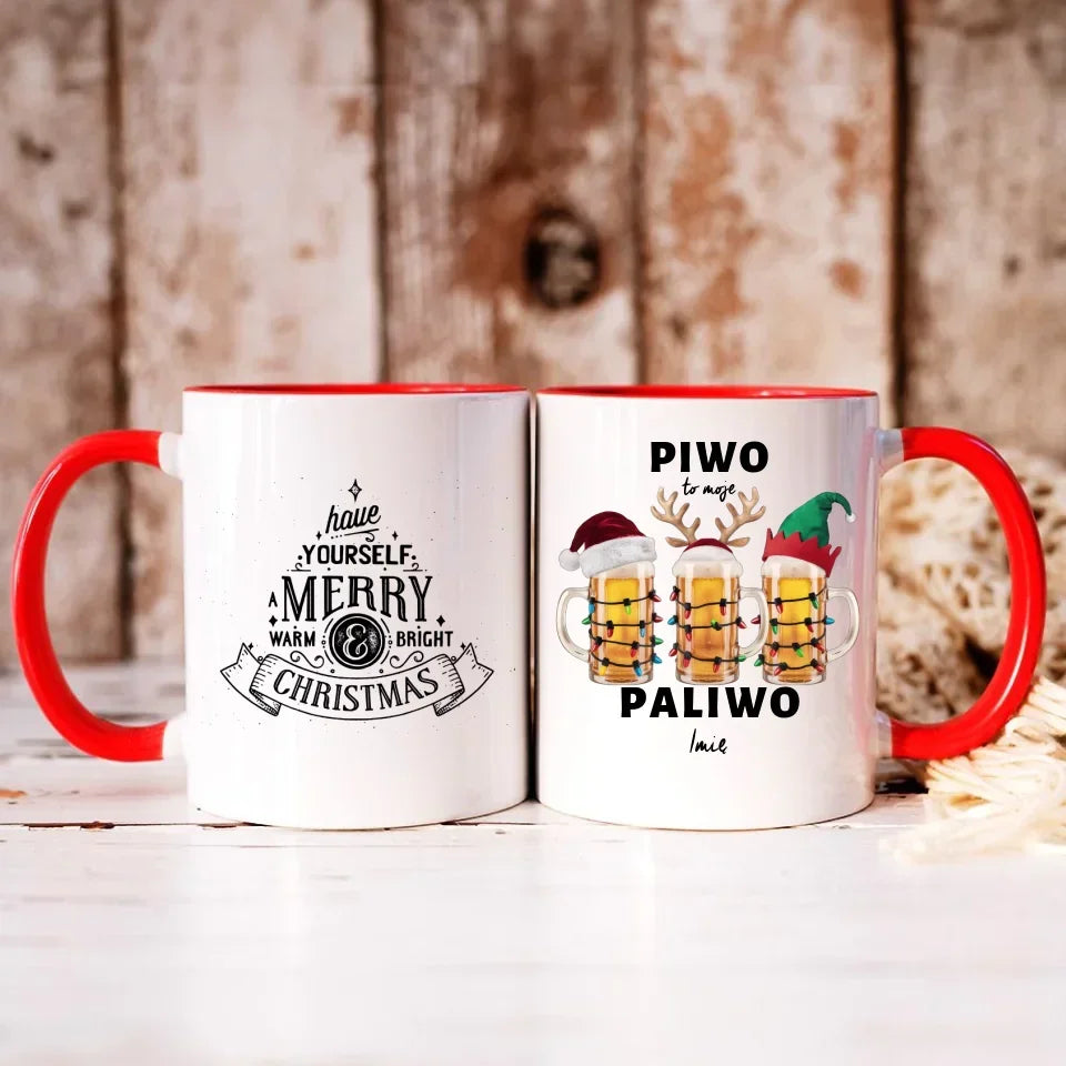 Piwo to moje paliwo | Personalizowany kubek świąteczny BN119 - StoryCups.pl