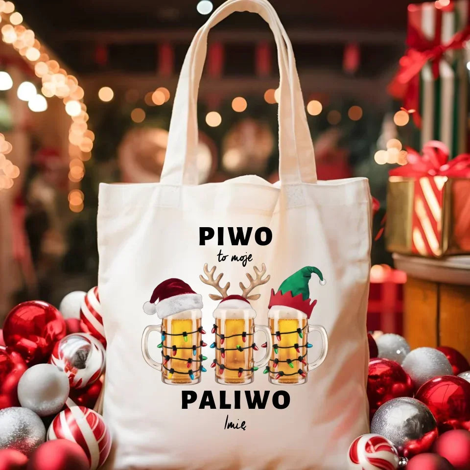 Piwo to moje paliwo | Personalizowana torba świąteczna BN119 - StoryCups.pl