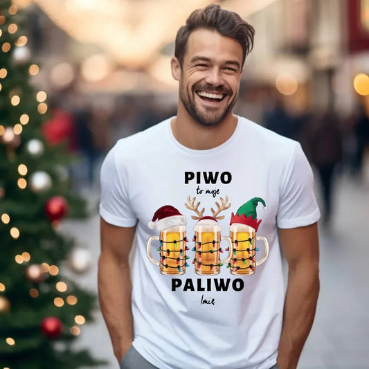 Piwo to moje paliwo | Personalizowana świąteczna koszulka męska BN119 - StoryCups.pl