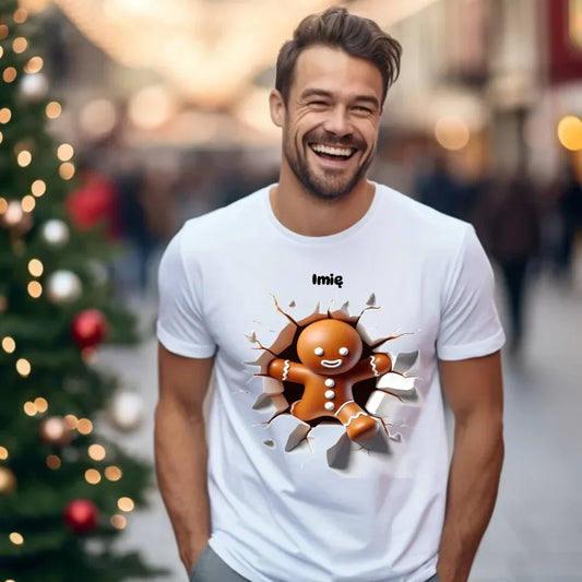 Pierniczek 3D | Personalizowana świąteczna koszulka męska BN81 - StoryCups.pl