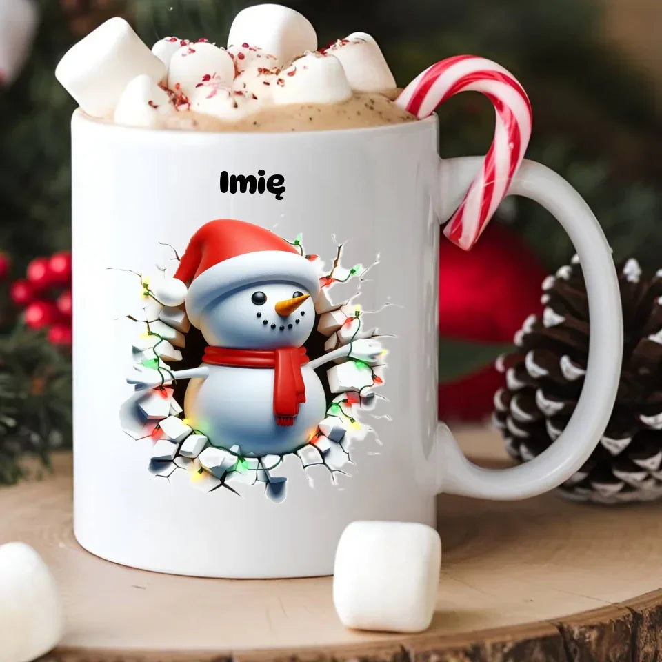 Bałwanek 3D | Personalizowany kubek świąteczny BN82 - StoryCups.pl