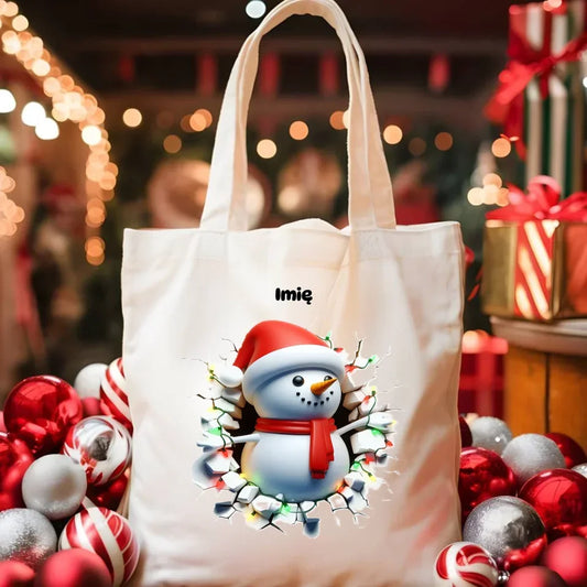 Bałwanek 3D | Personalizowana torba świąteczna BN82 - StoryCups.pl