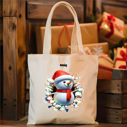 Bałwanek 3D | Personalizowana torba świąteczna BN82 - StoryCups.pl