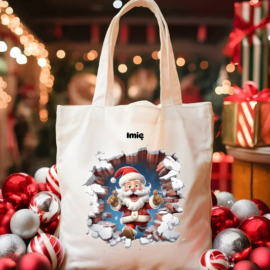 Mikołaj 3D | Personalizowana torba świąteczna BN83 - StoryCups.pl