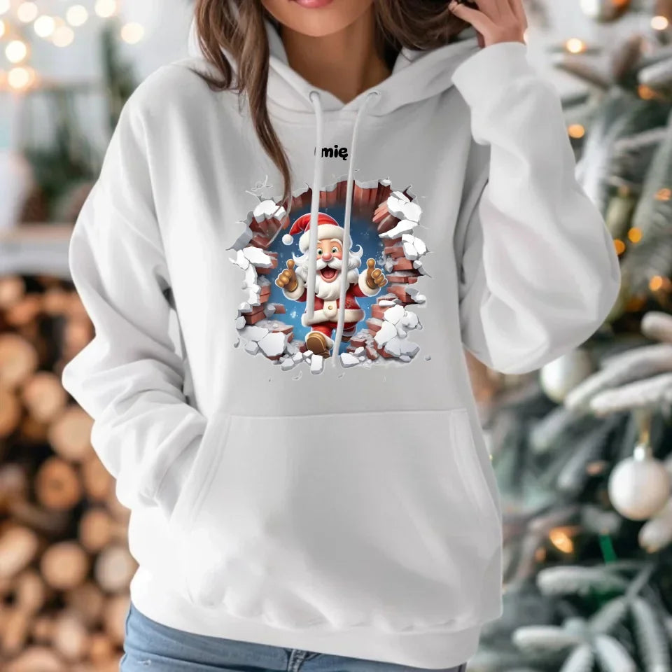 Mikołaj 3D | Personalizowana świąteczna bluza damska z kapturem BN83 - StoryCups.pl