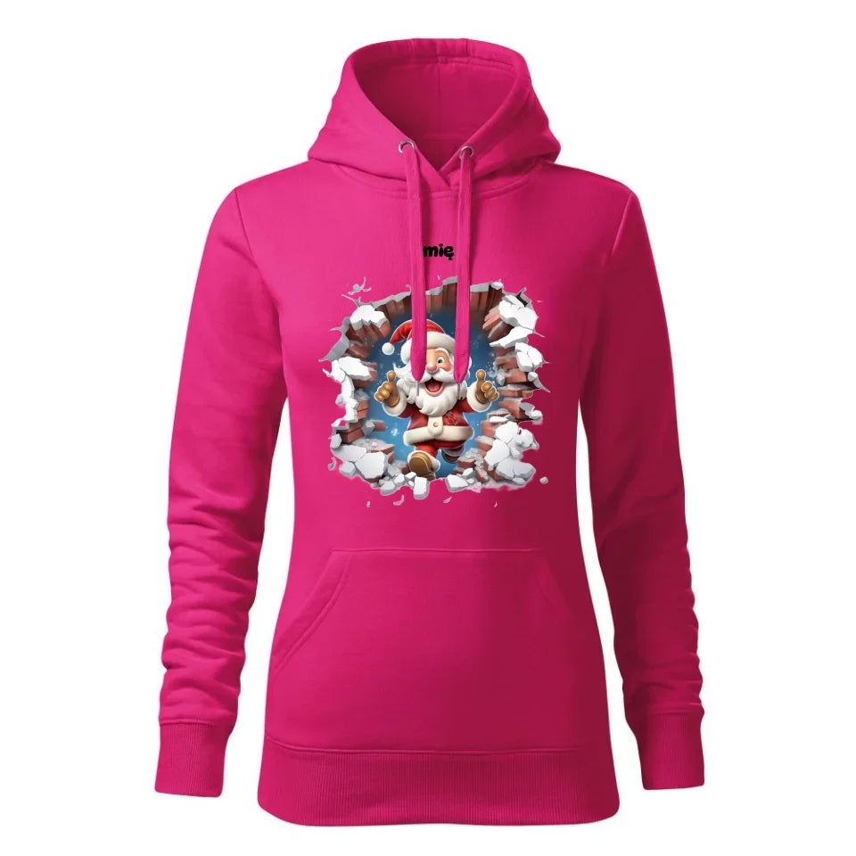 Mikołaj 3D | Personalizowana świąteczna bluza damska z kapturem BN83 - StoryCups.pl