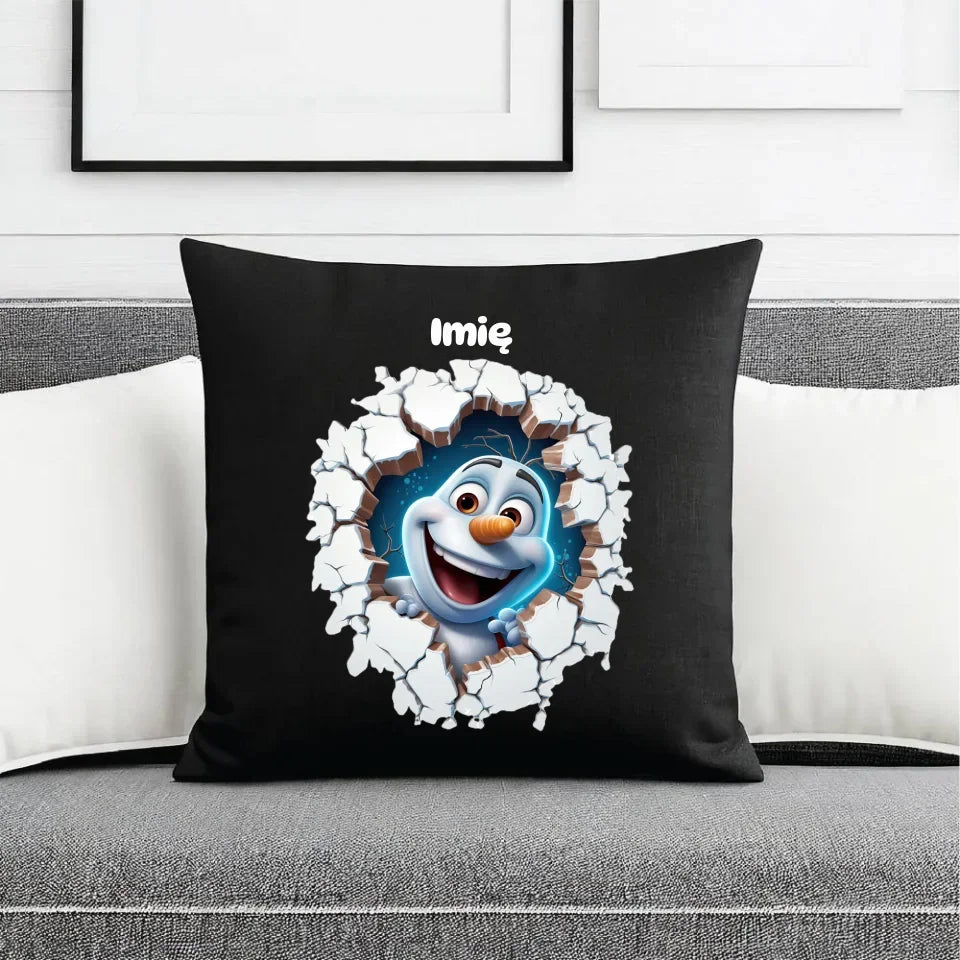 Bałwan 3D | Personalizowana poduszka dekoracyjna świąteczna BN84 - StoryCups.pl