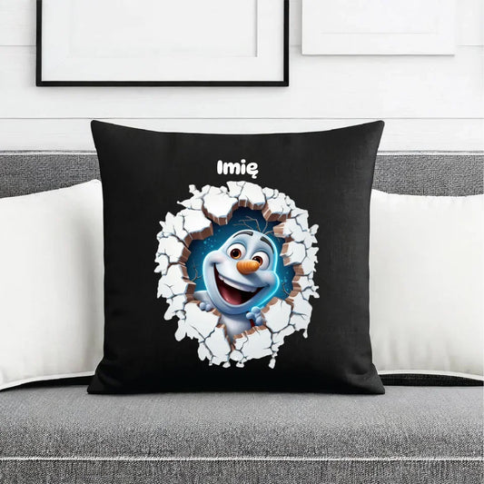 Bałwan 3D | Personalizowana poduszka dekoracyjna świąteczna BN84 - StoryCups.pl