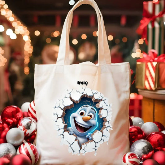 Bałwan 3D | Personalizowana torba świąteczna BN84 - StoryCups.pl