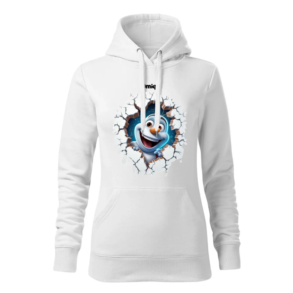Świąteczna bluza damska z kapturem biała na prezent personalizacja hoodie Święta Boże Narodzenie Mikołajki