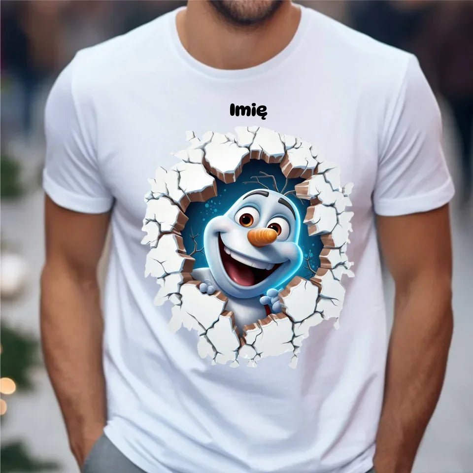 Bałwan 3D | Personalizowana świąteczna koszulka męska BN84 - StoryCups.pl