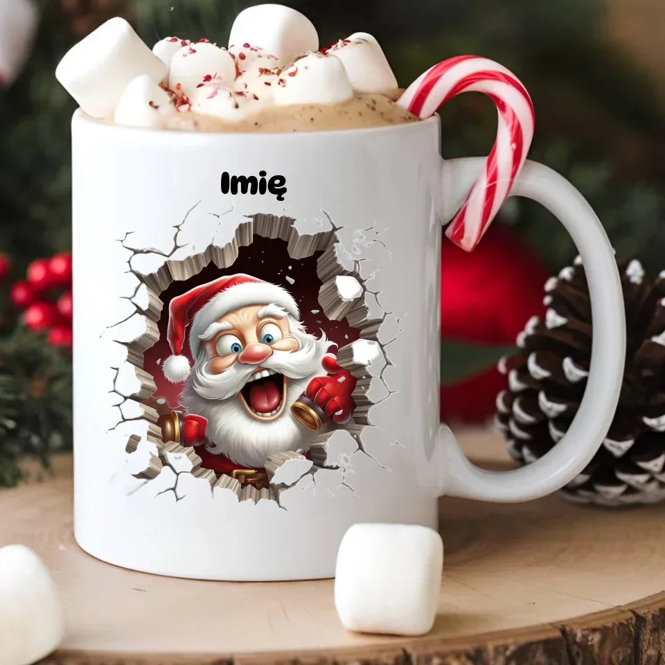 Mikołajek 3D | Personalizowany kubek świąteczny BN85 - StoryCups.pl