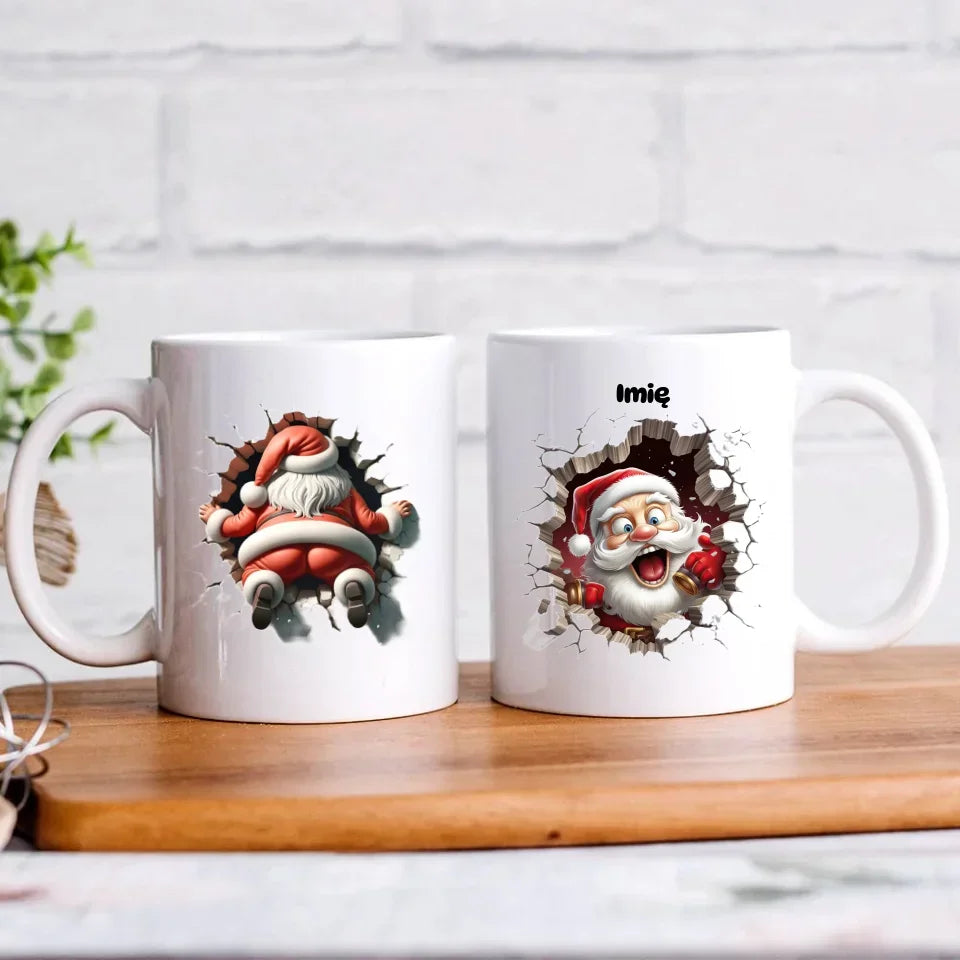 Mikołajek 3D | Personalizowany kubek świąteczny BN85 - StoryCups.pl