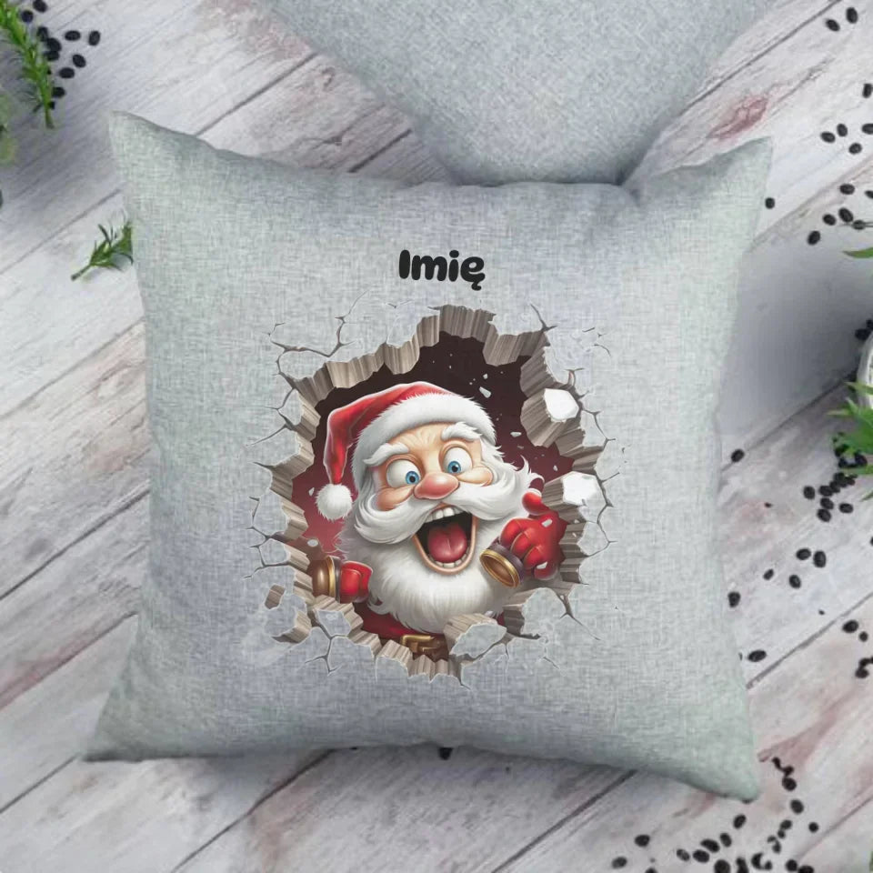 Mikołajek 3D | Personalizowana poduszka świąteczna BN85 - StoryCups.pl