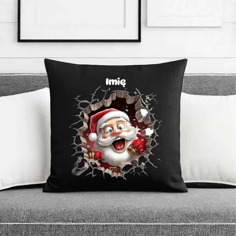 Mikołajek 3D | Personalizowana poduszka dekoracyjna świąteczna BN85 - StoryCups.pl