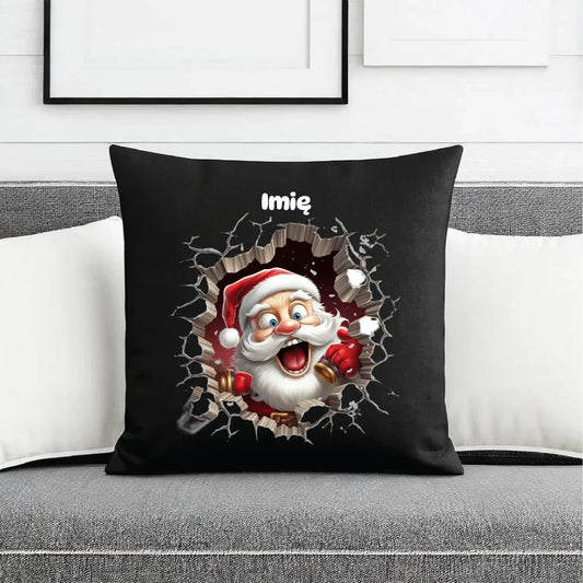 Mikołajek 3D | Personalizowana poduszka dekoracyjna świąteczna BN85 - StoryCups.pl