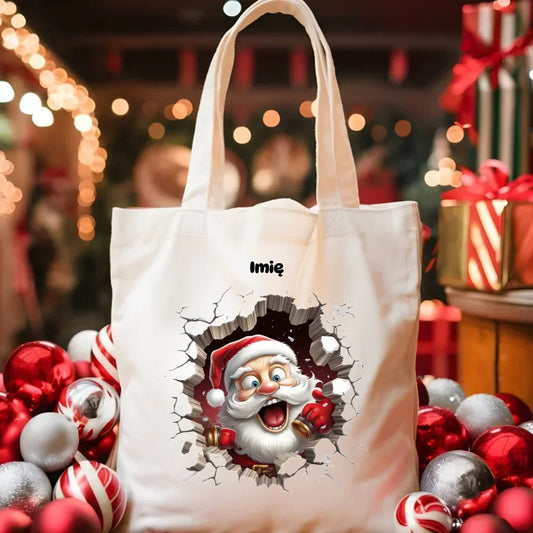 Mikołajek 3D | Personalizowana torba świąteczna BN85 - StoryCups.pl