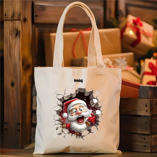 Mikołajek 3D | Personalizowana torba świąteczna BN85 - StoryCups.pl