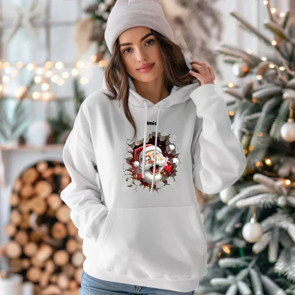 Mikołajek 3D | Personalizowana świąteczna bluza damska z kapturem BN85 - StoryCups.pl