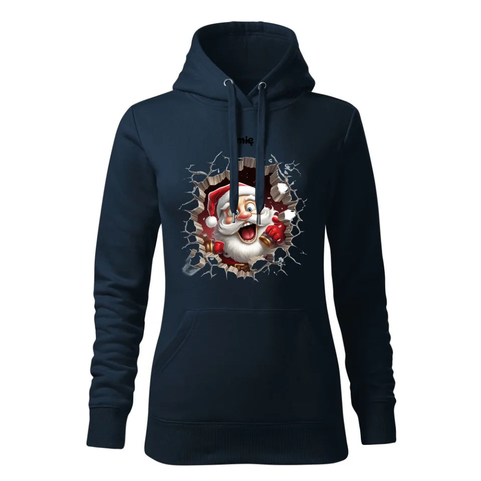 Świąteczna bluza damska z kapturem granatowa na prezent personalizacja hoodie Święta Boże Narodzenie Mikołajki