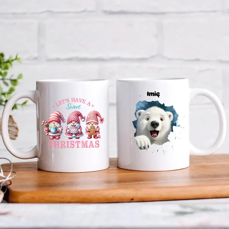 Miś polarny 3D | Personalizowany kubek świąteczny BN86 - StoryCups.pl