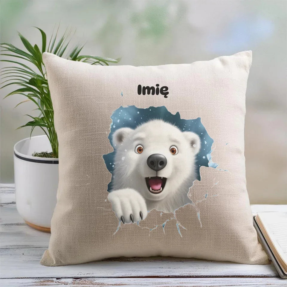 Miś polarny 3D | Personalizowana poduszka świąteczna BN86 - StoryCups.pl