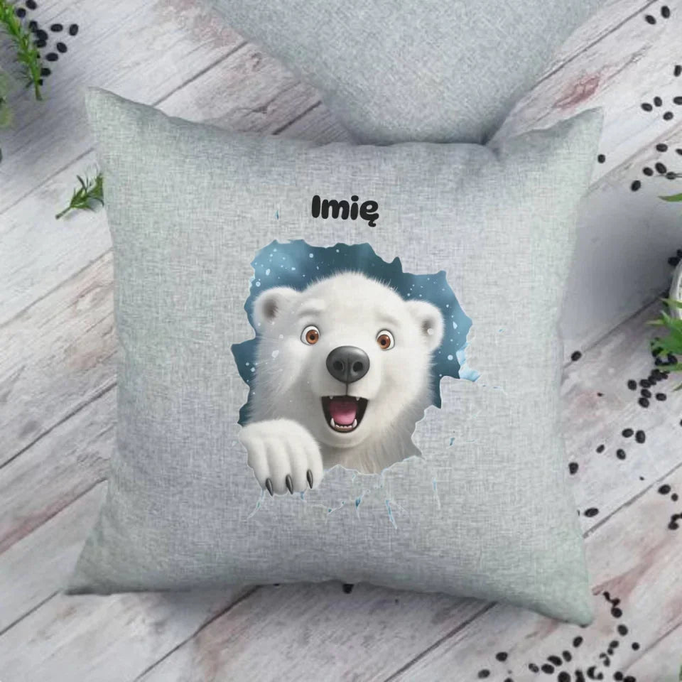 Miś polarny 3D | Personalizowana poduszka świąteczna BN86 - StoryCups.pl