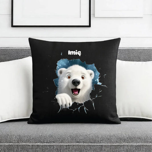 Miś polarny 3D | Personalizowana poduszka dekoracyjna świąteczna BN86 - StoryCups.pl