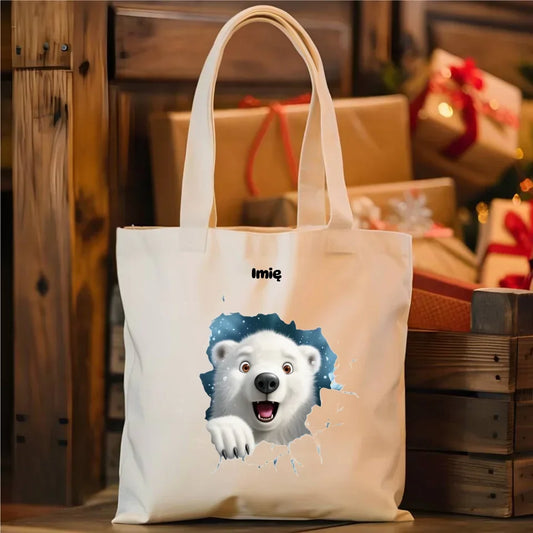 Miś polarny 3D | Personalizowana torba świąteczna BN86 - StoryCups.pl