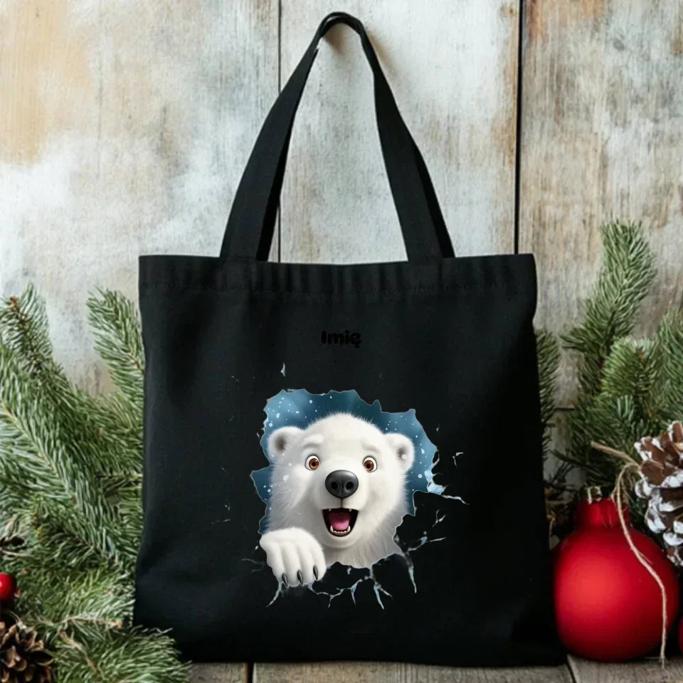 Miś polarny 3D | Personalizowana torba świąteczna BN86 - StoryCups.pl
