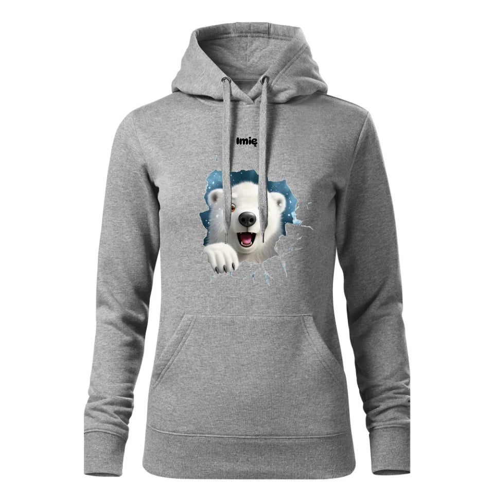 Świąteczna bluza damska z kapturem szara na prezent personalizacja hoodie Święta Boże Narodzenie Mikołajki