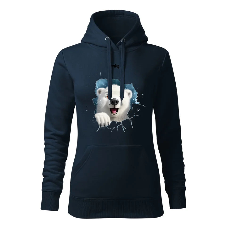 Świąteczna bluza damska z kapturem granatowa na prezent personalizacja hoodie Święta Boże Narodzenie Mikołajki