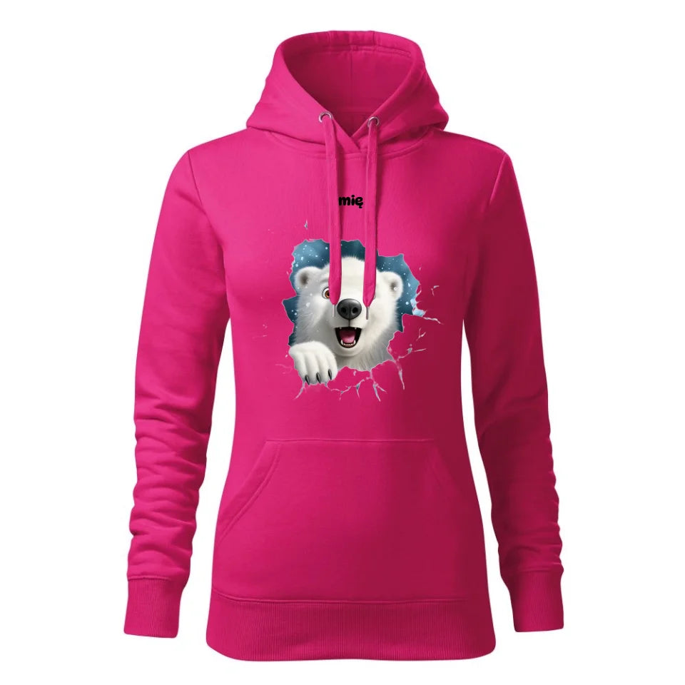 Świąteczna bluza damska z kapturem różowa na prezent personalizacja hoodie Święta Boże Narodzenie Mikołajki
